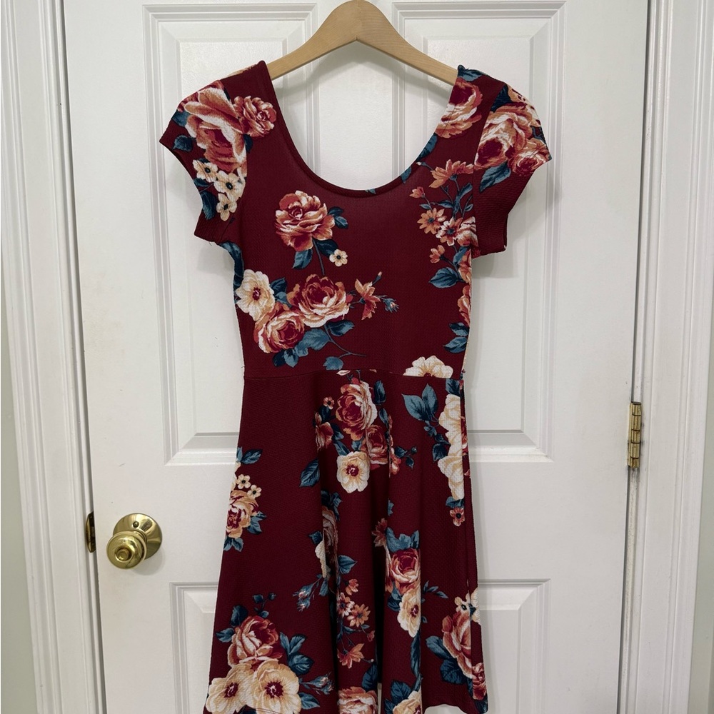 Floral Burgundy Dress